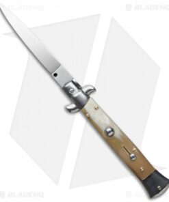 Frank B 9" Italian Stiletto Automatic Knife Honey Horn (4" Polish Flat)