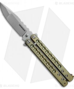 Groniger Knives Custom Balisong Knife Green Ti w/ Black Spacers (4" Bead Blast)