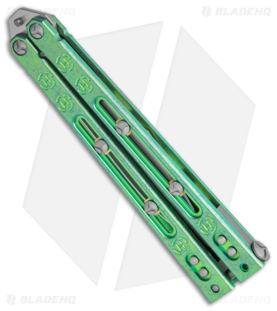 Heed Industries SeaKnight Butterfly Knife Antique Blue/Green Ti (4.6" Stonewash) - Image 3