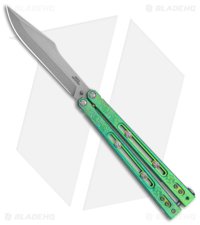 Heed Industries SeaKnight Butterfly Knife Antique Blue/Green Ti (4.6" Stonewash)