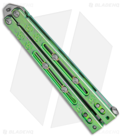 Heed Industries SeaKnight Butterfly Knife Antique Green/Purple Ti (4.6" SW) - Image 3