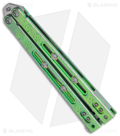 Heed Industries SeaKnight Butterfly Knife Antique Green/Purple Ti (4.6" SW) - Image 2