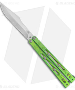 Heed Industries SeaKnight Balisong Butterfly Knife Green Titanium (4.6" Satin)