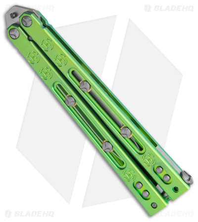 Heed Industries SeaKnight Balisong Butterfly Knife Green Titanium (4.6" Satin) - Image 3