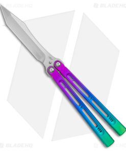 Heibel Knives Menace Balisong Knife Spectrum Titanium (4.6" Satin) #087