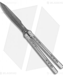 Heibel Knives Sapient Balisong Knife Stonewash Ti (4.25" Beveled Black SW) #68