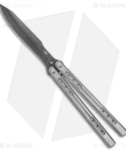 Heibel Knives Sapient Balisong Knife Satin Titanium (4.25" Beveled Black SW) #58