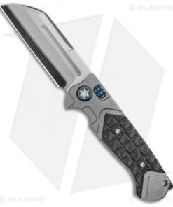 Heretic Knives ADV Butcher Automatic Knife Silver Ti Blue Hardware (4" Black)