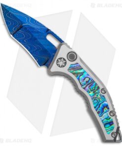 Heretic Knives Medusa Tanto Automatic Knife Ti/Abalone Blued (3" Dama/Recurve)