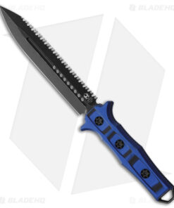 Heretic Knives Nephilim Fixed Blade Knife Blue/Black G-10 (6.5" D/E Serr ELMAX)