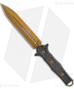 Heretic Knives Nephilim Fixed Blade Knife Carbon Fiber (6.5" Gold Ti Nitride)