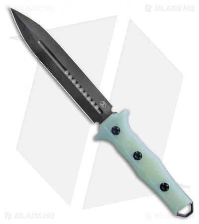 Heretic Knives Nephilim Fixed Blade Knife Natural Jade G-10 (6.5" Black DLC)