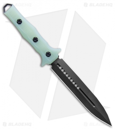 Heretic Knives Nephilim Fixed Blade Knife Natural Jade G-10 (6.5" Black DLC) - Image 2