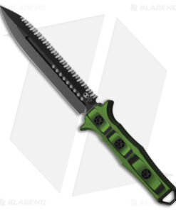 Heretic Knives Nephilim Fixed Blade Knife Green/Black G-10 (6.5" D/E Serr ELMAX)