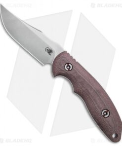 Hinderer Knives Emmett Bowie Fixed Blade Knife Burgundy Micarta (4" Stonewash)