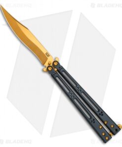 Hom Design Basilisk Elite Balisong Butterfly Knife PVD Ti (4.6" Gold)