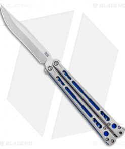 Hom Design Chimera Plus Balisong Knife Satin Ti/Blue G-10 (4.75 Two-Tone)