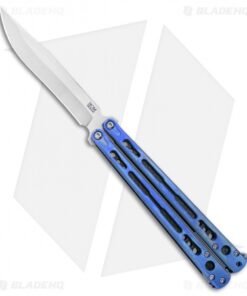 Hom Design Chimera Premium Balisong Knife Blue Ti/CF (4.75 Satin)