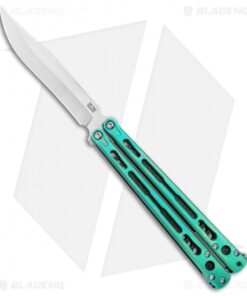 Hom Design Chimera Premium Balisong Knife Green Ti/CF (4.75 Satin)