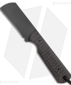 JRs Knives EDC Cleaver Fixed Blade Knife Chisel Grind Black Burlap (2.3" Black)
