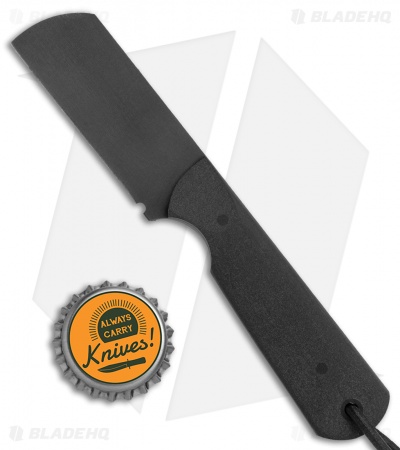 JRs Knives EDC Cleaver Fixed Blade Knife Chisel Black G-10 (2.25" Black) - Image 4