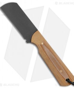 JRs Knives EDC Cleaver Fixed Blade Knife Chisel Grind Brown Micarta (2.3" Black)
