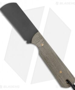 JRs Knives EDC Cleaver Fixed Blade Knife Chisel Natural Micarta (2.25" Black)