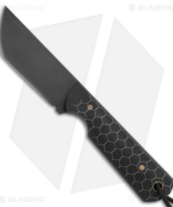 JRs Knives EDC Tanto Fixed Blade Knife Chisel Black Honey Comb (2.75" Black)