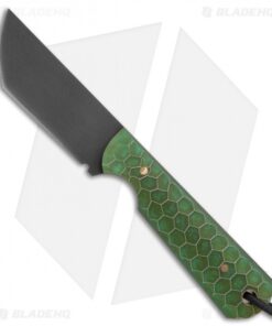 JRs Knives EDC Tanto Fixed Blade Knife Chisel Green Honeycomb (2.75" Black)