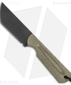 JRs Knives EDC Tanto Fixed Blade Knife Chisel Natural Micarta (2.75" Black)