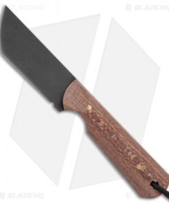 JRs Knives EDC Tanto Fixed Blade Knife Chisel Wood Handle (2.75" Black)