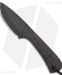 JRs Knives Junior Fixed Blade Knife Fuller Black Burlap Micarta (2.25" Black)