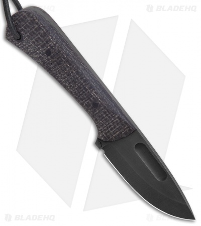 JRs Knives Junior Fixed Blade Knife Fuller Black Burlap Micarta (2.25" Black) - Image 2