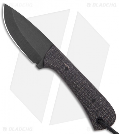 JRs Knives Junior Fixed Blade Knife Fuller Black Burlap Micarta (2.25" Black)
