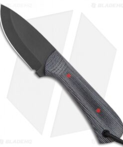 JRs Knives Junior Fixed Blade Knife Fuller Black Micarta/Red Pins (2.25" Black)