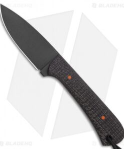JRs Knives Neckr Fixed Blade Knife Flat Grind Black Burlap/Orange (2.75" Black)