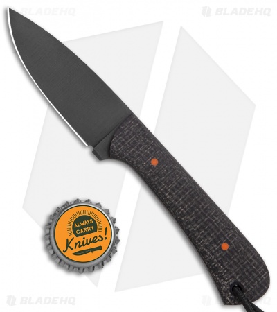 JRs Knives Neckr Fixed Blade Knife Flat Grind Black Burlap/Orange (2.75" Black) - Image 4