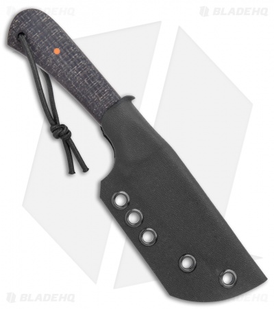 JRs Knives Neckr Fixed Blade Knife Flat Grind Black Burlap/Orange (2.75" Black) - Image 3