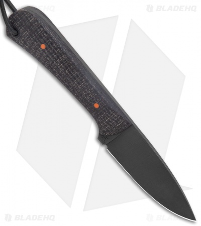 JRs Knives Neckr Fixed Blade Knife Flat Grind Black Burlap/Orange (2.75" Black) - Image 2
