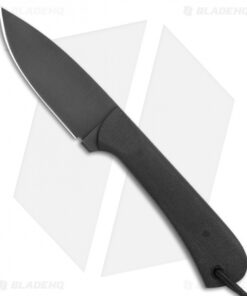 JRs Knives Neckr Fixed Blade Knife Flat Grind Black G-10 (2.75" Black)