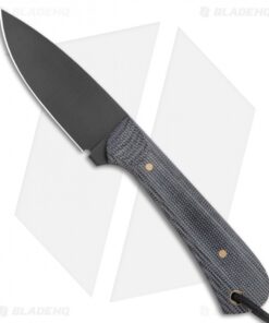 JRs Knives Neckr Fixed Blade Knife Flat Grind Black Micarta (2.75" Black)