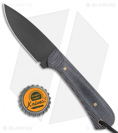 JRs Knives Neckr Fixed Blade Knife Flat Grind Black Micarta (2.75" Black) - Image 4