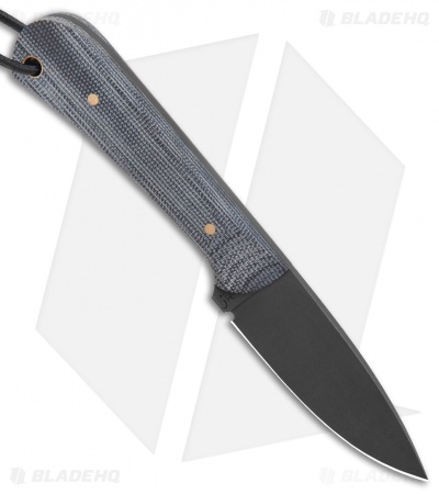 JRs Knives Neckr Fixed Blade Knife Flat Grind Black Micarta (2.75" Black) - Image 2