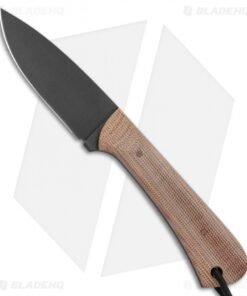 JRs Knives Neckr Fixed Blade Knife Flat Grind Brown Micarta (2.75" Black)
