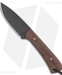 JRs Knives Neckr Fixed Blade Knife Flat Grind Burlap Micarta (2.75" Black)
