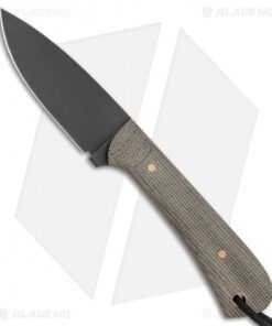 JRs Knives Neckr Fixed Blade Knife Flat Grind Natural Micarta (2.75" Black)