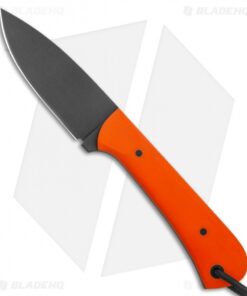 JRs Knives Neckr Fixed Blade Knife Flat Grind Orange G-10 (2.75" Black)