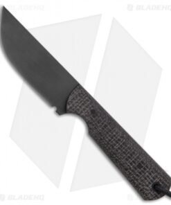 JRs Knives Str8 BK Fixed Blade Knife Chisel Black Burlap Micarta (2.75" Black)
