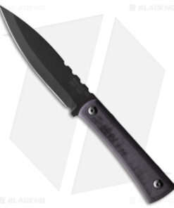 Jason Perry Blade Works Hunter Fixed Blade Spear Knife Black Mic (5" Black) 506