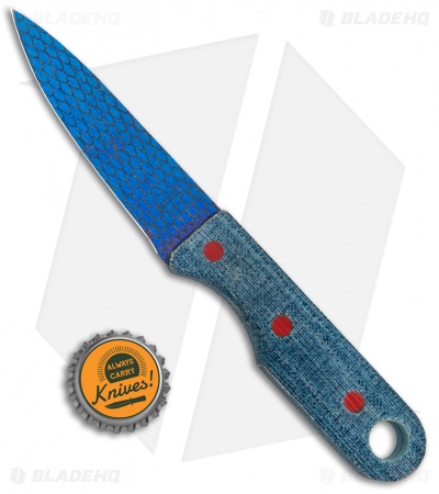 John Gray Knives Custom Fixed Blade Steak Knife Blue Terotuf (3.5" Graytanium) - Image 4